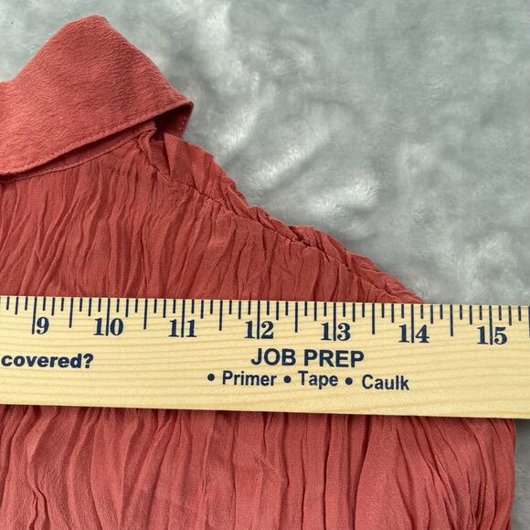 J Jill Top Womens XXSP 2XS Petite Pink Yellow Ombre Silk Crinkle Button Up - Picture 11 of 16